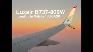 Luxair Luxembourg Airlines B737800W morning landing at MálagaCosta del Sol airport Spain [upl. by Assiralc670]