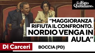 Dl Carceri Boccia Pd alla maggioranza quotAbbiate il coraggio di confrontarvi state scappandoquot [upl. by Enayd]