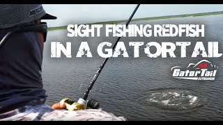 Sight Fishing Redfish Louisiana  GatorTail Outboards Gator Tail Mud Motor Surface Drive Boat [upl. by Sigsmond]