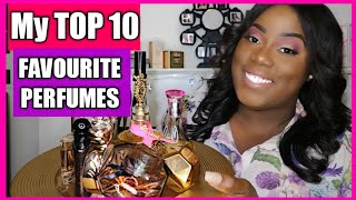 MY TOP 10 FAVOURITE PERFUMES 2019  MOST COMPLIMENTED  Coco Pebz [upl. by Eremahs922]