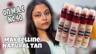 maybelline age rewind concealer swatches on maybelline fit me deepnatural tan skintone [upl. by Palladin354]