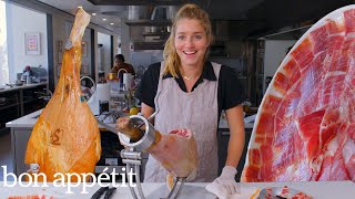 Pro Chef Learns How to Carve a 1500 Leg of Ham  Bon Appétit [upl. by Argent478]