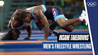 10 minutes of insane takedowns in mens freestyle wrestling 🤼‍♀️ 💪 [upl. by Aicinad]