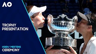 Womens Doubles Trophy Ceremony  HsiehMertens v OstapenkoKichenok  Australian Open 2024 [upl. by Noet37]