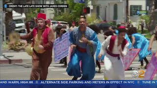 SEE IT James Corden Will Smiths Aladdin Crosswalk Musical [upl. by Yacov]