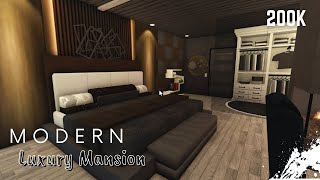 Warm Modern Luxury Mansion Speed Build  ROBLOX Bloxburg  200k [upl. by Llerrahs]