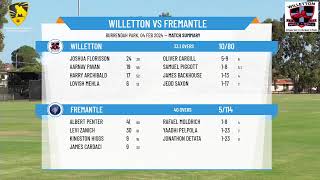 WA Premier Cricket  John Inverarity Shield Male Under 13s  Round 7  Willetton v Fremantle [upl. by Owena]