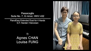 GF HandelHalvorsen  Passacaglia Suite No7 G minor HWV4324 Hands  Agnes Chan amp Louisa Fung [upl. by Rediah]