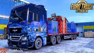 🎁 Livraison de CADEAUX GÉANTS sous la neige ❄ Euro Truck Simulator 2  142  Promods  07 [upl. by Mannie]