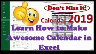 How to make Calendar in Excel  Calendar 2019 Full Tutorial [upl. by Bryanty881]