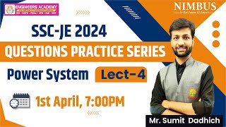 SSC JE 2024  Power System Lect4  Questions Practice Series  🔴 Free Online Live Class  EE [upl. by Satsoc]