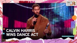 Calvin Harris Celebrates Winning Dance Act  The BRIT Awards 2024 [upl. by Eneja]