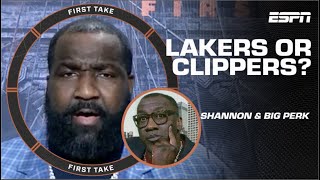 SIT UP TALL Shannon Sharpe CHECKS Kendrick Perkins over Lakers amp Clippers takes 🔥  First Take [upl. by Haidebej289]