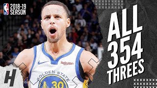 Stephen Curry ALL 354 ThreePointers in 201819 NBA Regular Season [upl. by Suirradal]