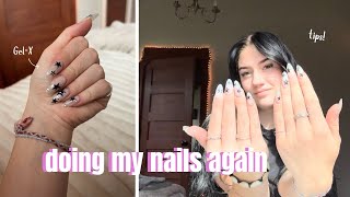 Doing my nails again how I apply the gelX tips [upl. by Desdee118]