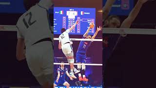 Brizard 🔥 the wall of France 😲😲 volleyball blocking 😲 volleyball spiking shorts volley volleyball [upl. by Arvy978]