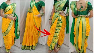 How to easily drape your 9 meter saree perfectlyZigZag nauwari saree drapingby GLAMBEAUTYYS [upl. by Krum703]