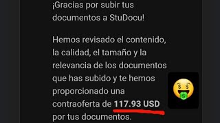 Mis primeros 100 USD vendiendo resúmenes 🤑 ¡StuDocu si esta pagando  tips para mejores ofertas [upl. by Berna]