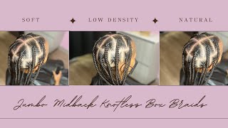 Jumbo Midback Knotless Box Braids on Low Density Soft Natural Hair [upl. by Milstone]