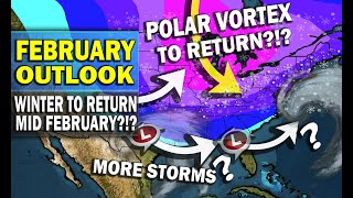 February Winter Outlook Winter to Return Mid February on a Polar Vortex Plunge With Big Snowstorms [upl. by Elurd]