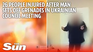 26 People injured after man sets off grenades in Ukrainian council meeting [upl. by Kalagher572]