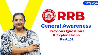 RRB General Awareness  Previous Questions Part02  GOVidya rrbntpc rrbrailway rrbjeclasses [upl. by Kristin]