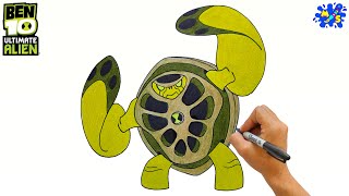 Ben 10 Ultimate Alien Drawing  How to Draw Terraspin from Ben 10 Ultimate Alien [upl. by Kilbride]