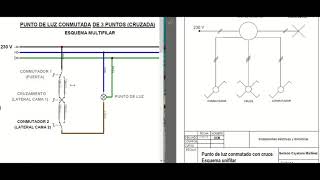 💡CONMUTADA CRUZADAConmutada con cruce o cruzamiento  Esquema unifilar 3 [upl. by Reinke]