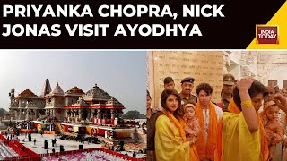 Watch Priyanka Chopra Nick Jonas Visit Ayodhyas Ram Mandir With Daughter Malti [upl. by Maryjane484]