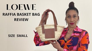 LOEWE RAFFIA BAG REVIEW  SIZE SMALL what fits in this bag [upl. by Dirtsa]