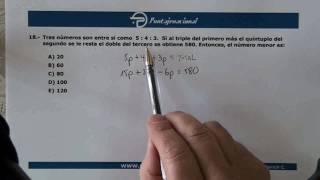 Puntaje Nacional Razones y Proporciones  Guía de ejercicios  Ejercicio 18 [upl. by Hsinam876]