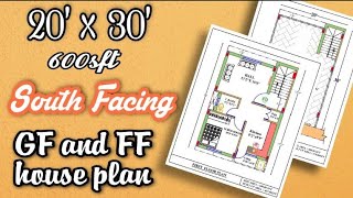 20x30 600sft  South Facing Ground and first floor house plan PART 1 [upl. by Yatnohs750]