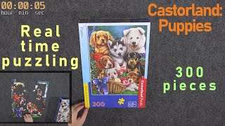 Real Time Puzzling  300 pieces in 33 minutes  Puppies  Castorland [upl. by Gustin491]