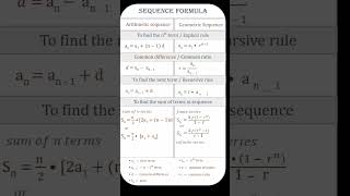 Sequence and Series Formulas  Arithmetic and Geometric shorts [upl. by Hamer]