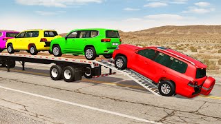 Flatbed Truck Mcqueen  Transportation with Truck  Pothole vs Car 174  BeamNGDrive [upl. by Mcginnis488]