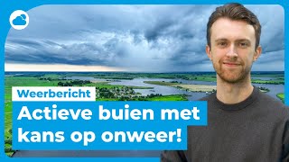 Weerbericht regionaal stevige buien met kans op onweer [upl. by Belloir757]