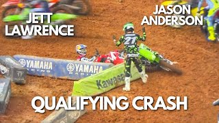 JETT LAWRENCE AND JASON ANDERSON QUALIFYING CRASH BIRMINGHAM [upl. by Crysta]