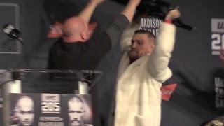 Conor McGregor amp Eddie Alvarez Go Ballistic Over Chair Throwing Threat at UFC 205 Press Conference [upl. by Adirem21]