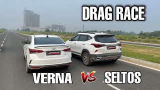 Kia Seltos vs Hyundai Verna  DRAG RACE  Sedan vs SUV [upl. by Annai]