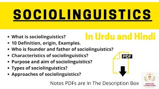 Sociolinguistics Definitions Origin Characteristics Purpose Aims Types Approaches Notes PDF [upl. by Doehne507]