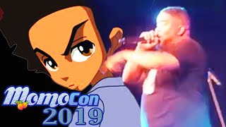 Asheru performs quotThe Boondocksquot theme song at Momocon2019 as Foxarocious screams along [upl. by Burnsed119]