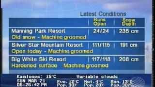 The Weather Network  Ski Conditions  20100321  1826 [upl. by Haletta386]