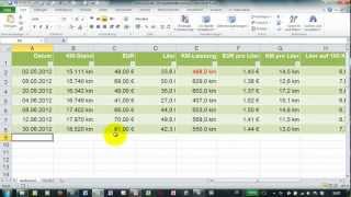 Benzinverbrauch mit Excel berechnen  Kosten auf 100 KM etc [upl. by Richelle98]