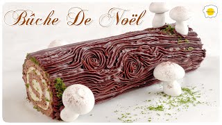 Christmas Chocolate Yule Log Recipe 圣诞节巧克力香草木柴蛋糕食谱 Bûche de Noël au chocolat et à la vanille Recette [upl. by Stillas]