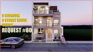 5 BEDROOM 3 STOREY HOUSE DESIGN REQUEST 80 SCHEME 1 [upl. by Demetria]