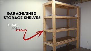 DIY Garage Storage Shelves  Shed Shelves Strong Easy and Cheap [upl. by Deer915]