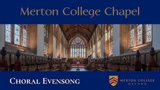 Choral Evensong Sunday 9 June from Merton College Chapel Oxford [upl. by Noxin]