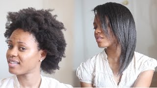 HOW TO Straighten 4C Natural Hair Tutorial No Blow Dryer Needed [upl. by Armalda]