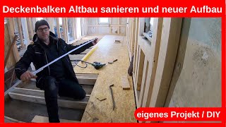 Deckenbalken Altbau nivellieren und ausgleichen  neuer Bodenaufbau  Trockenbau Holzbau DIY Drywall [upl. by Doro]