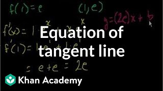 Equation of a tangent line  Taking derivatives  Differential Calculus  Khan Academy [upl. by Notluf]